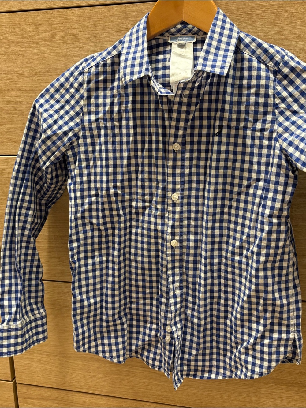 Boys Jacadi Blue and White Gingham Button-Down Shirt 8-10
